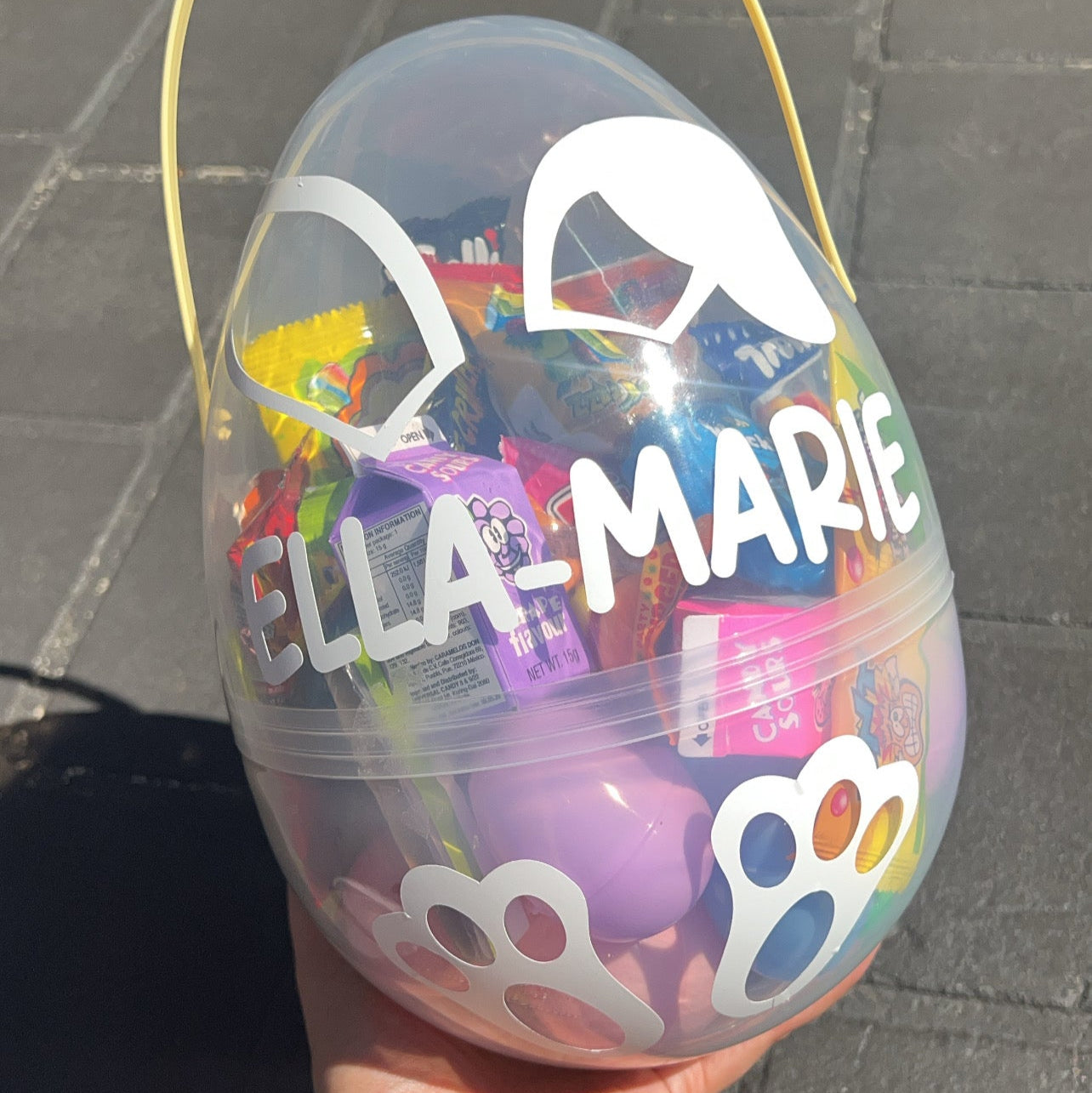 Personalised lolly filled Plastic Easter Egg