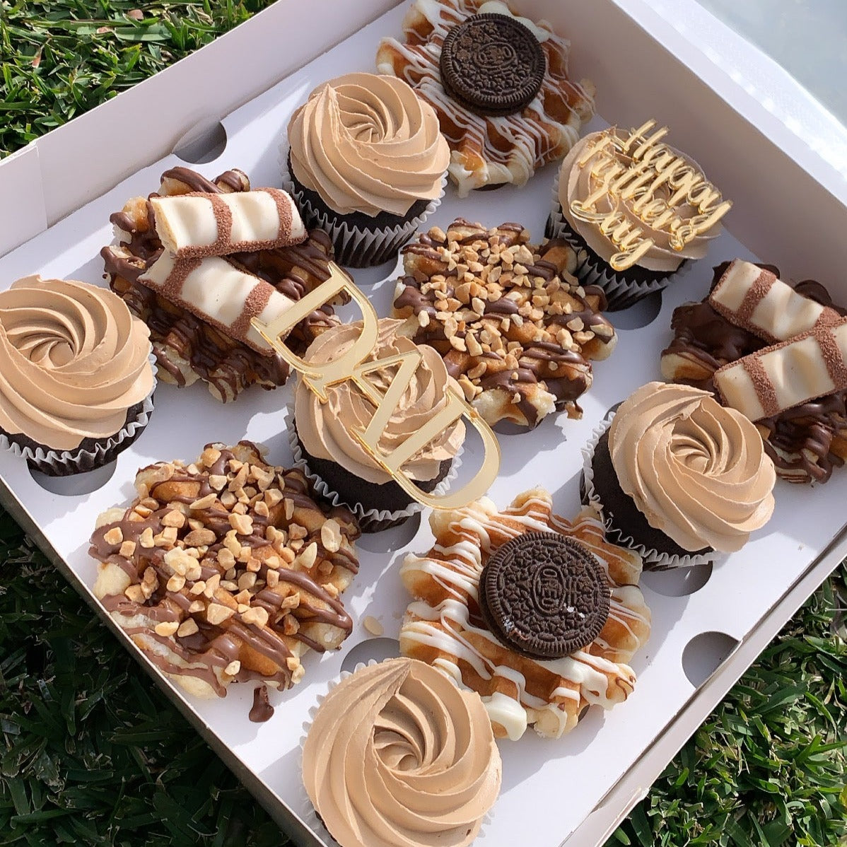 FATHERS DAY CUPCAKES AND WAFFLE BOX