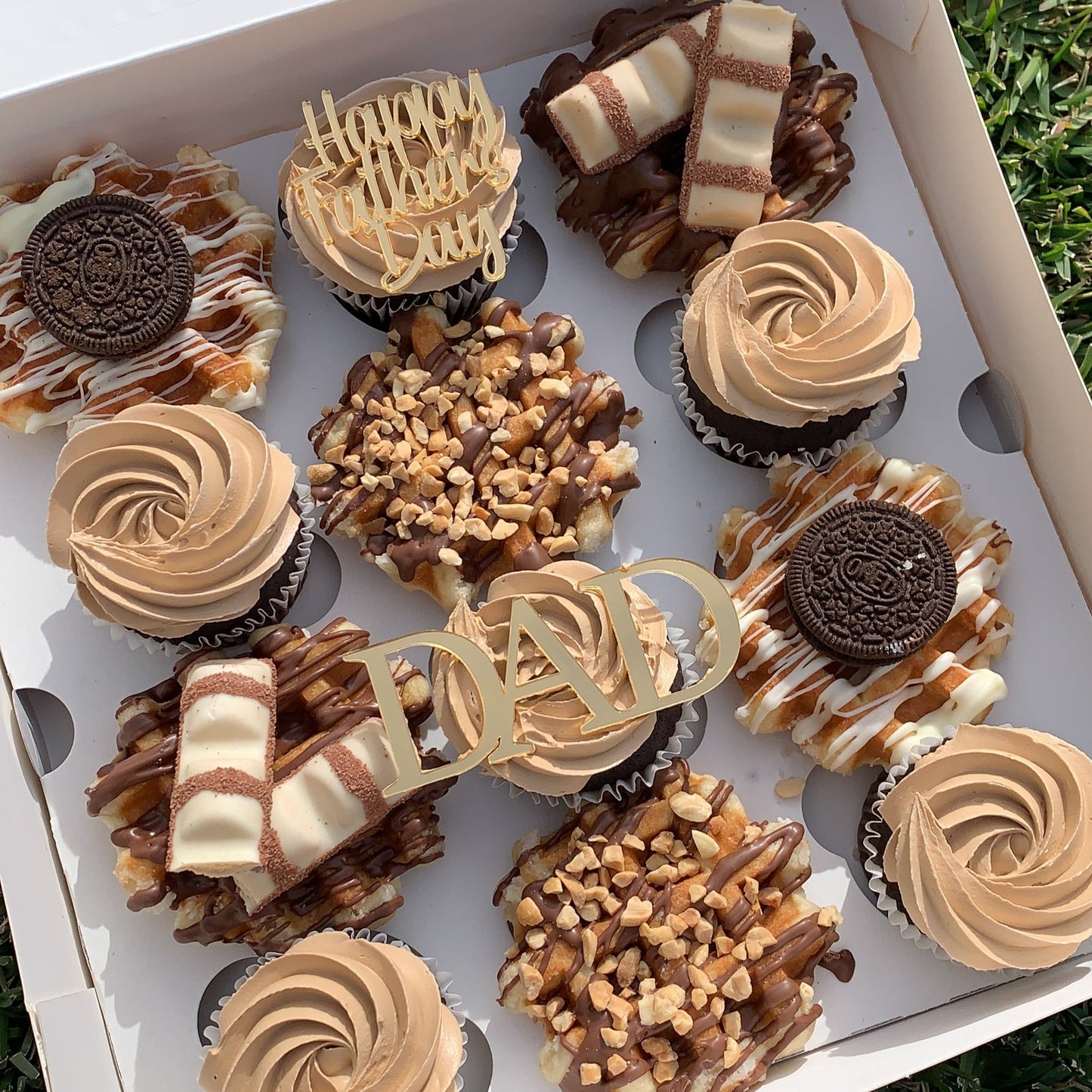 FATHERS DAY CUPCAKES AND WAFFLE BOX