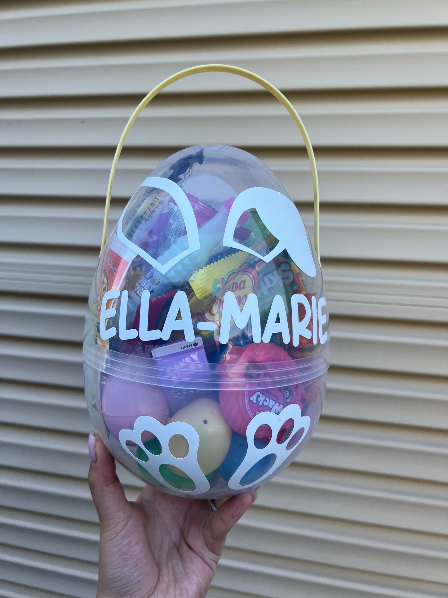 Personalised lolly filled Plastic Easter Egg