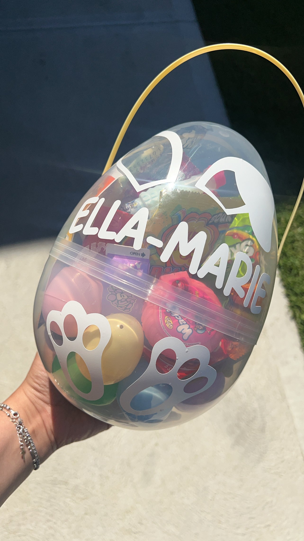 Personalised lolly filled Plastic Easter Egg