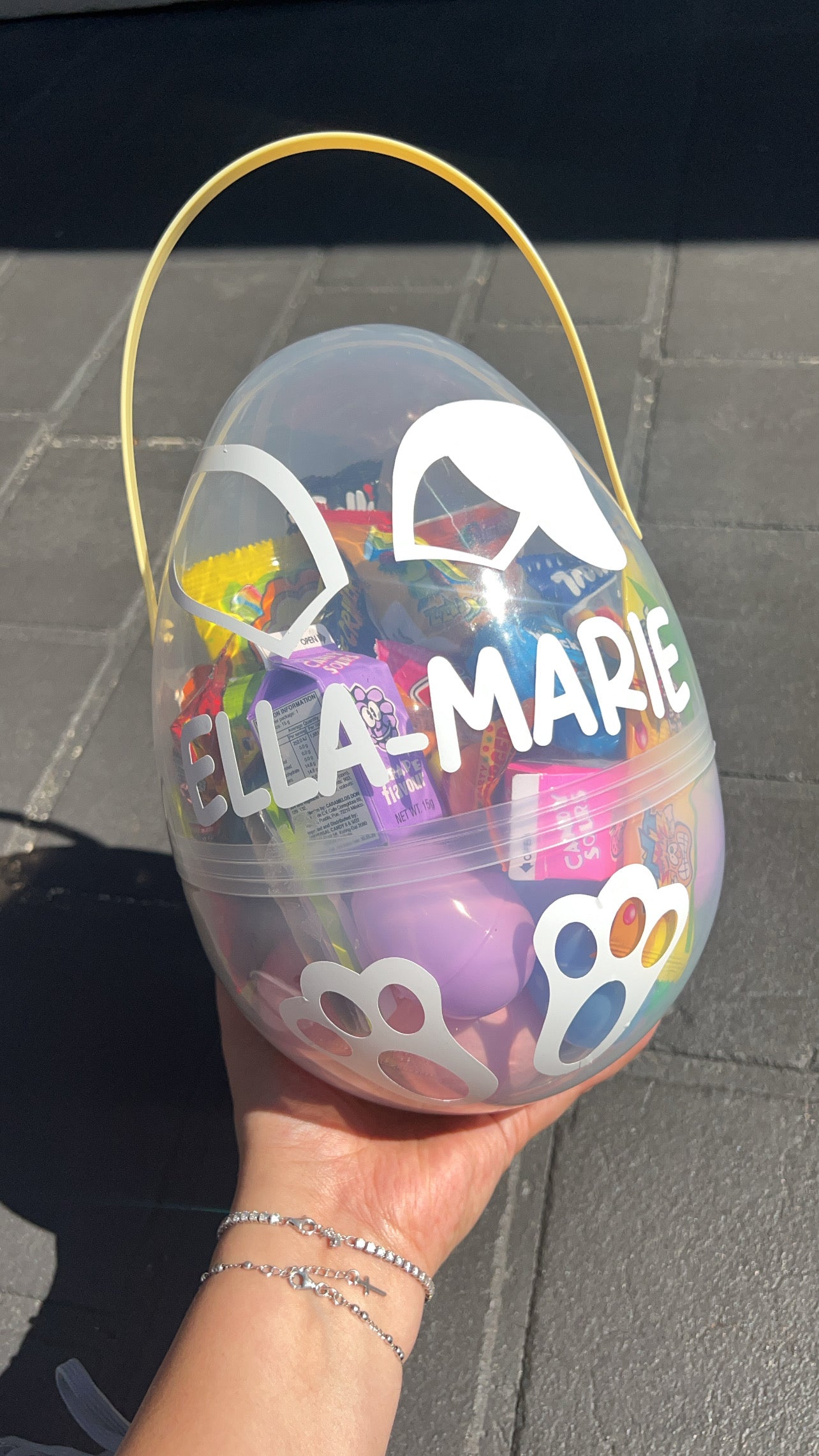 Personalised lolly filled Plastic Easter Egg