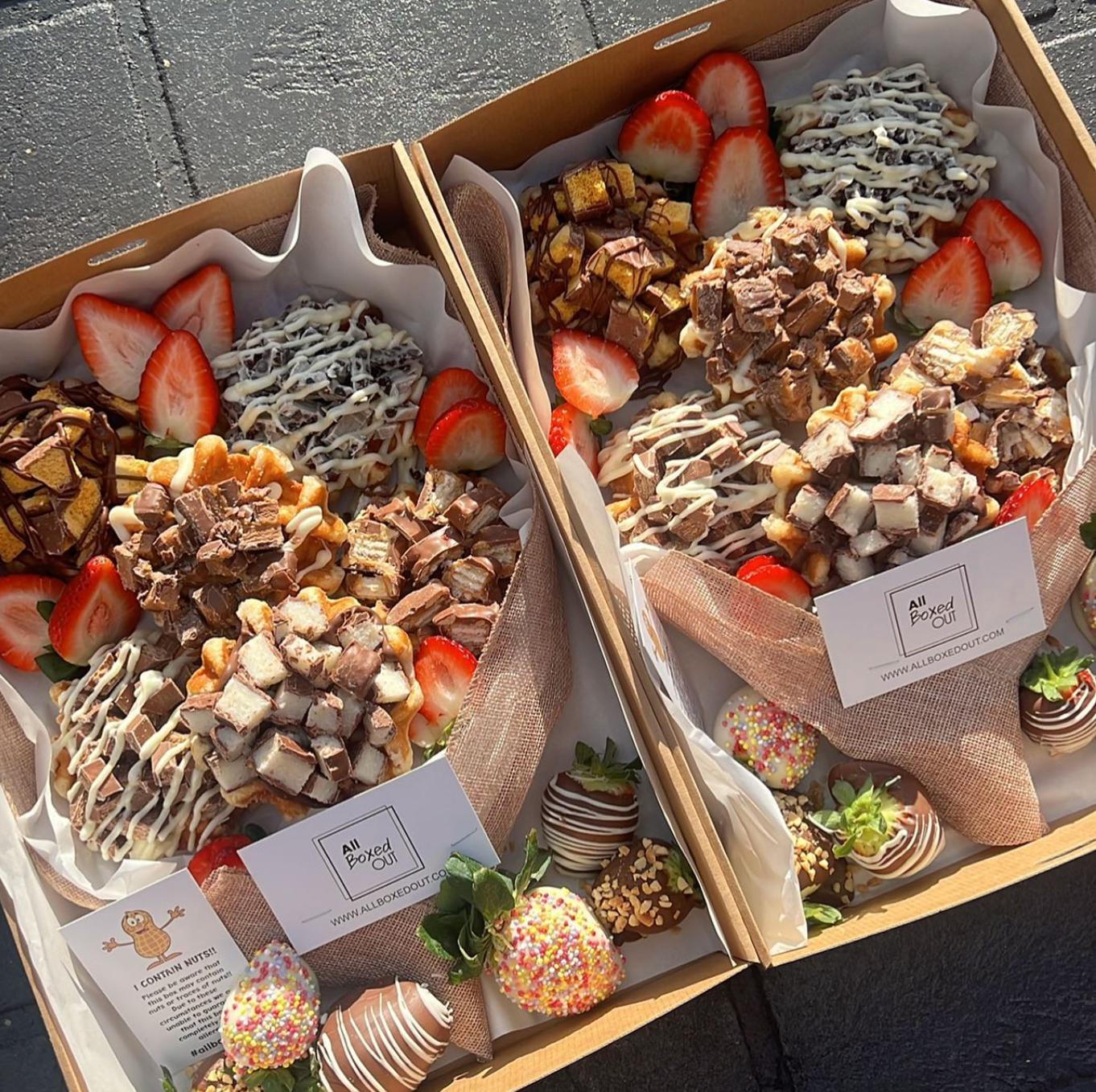 Mini waffle bouquet with strawberries