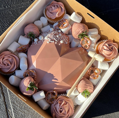 Heart Smash Box with cupcakes