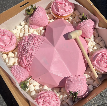 Heart Smash Box with cupcakes