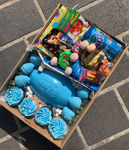 BLUE DAD FOOTY WITH A SIDE OF LOLLIES