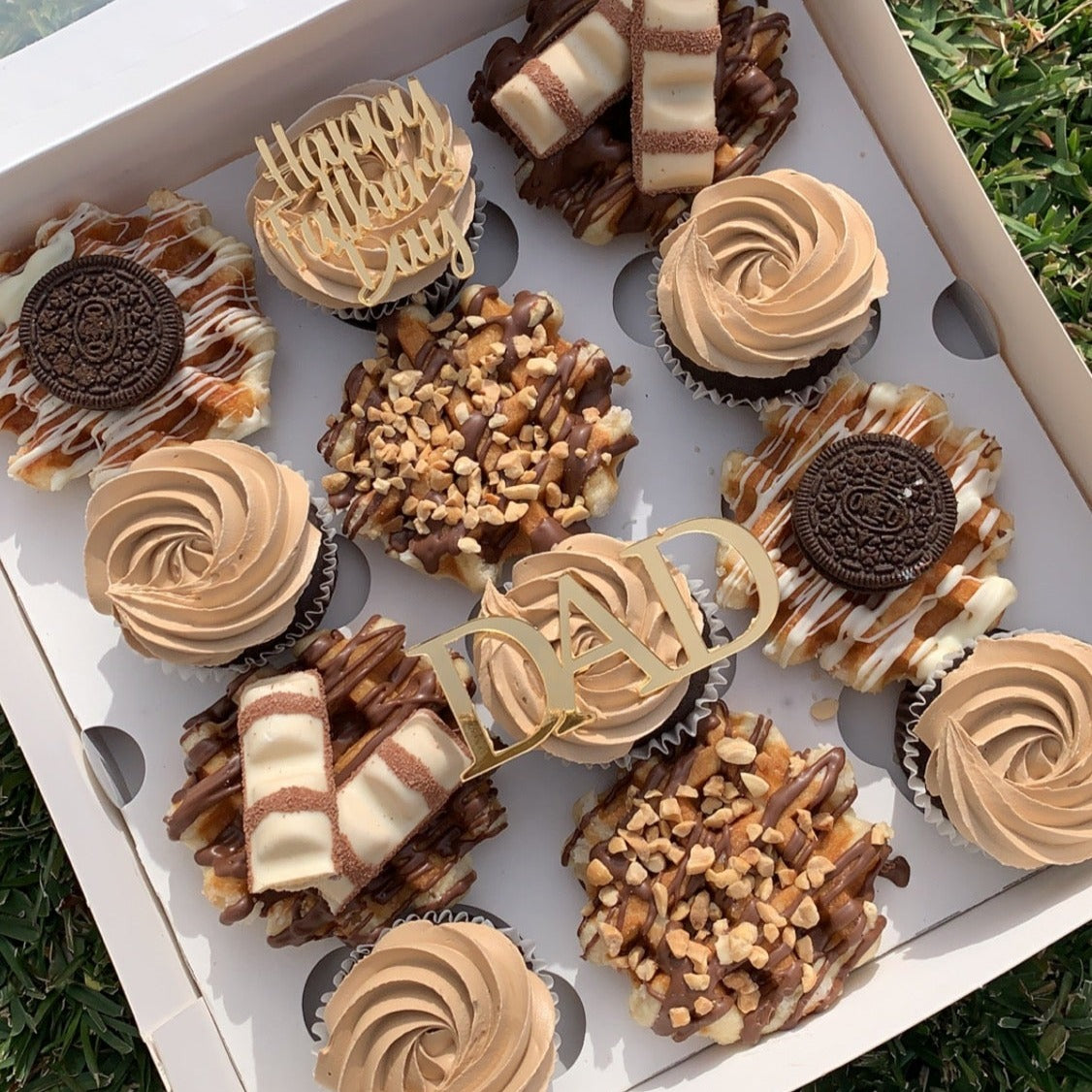 FATHERS DAY CUPCAKES AND WAFFLE BOX
